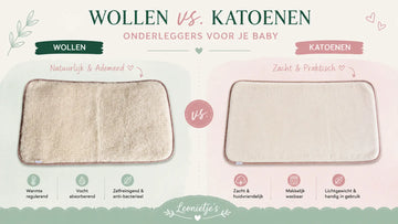 Vergelijking van wollen en katoenen onderlegger voor je baby van Leonietje’s – zachte, ademende en natuurlijke baby onderleggers.