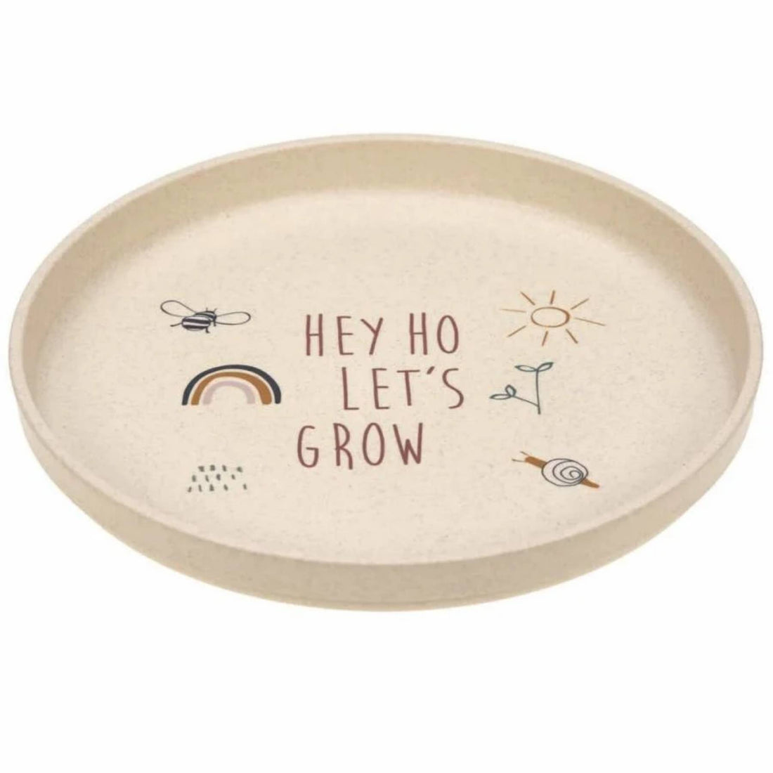 Kinderbordje Garden Explorer van Lässig met tekst Hey Ho Let's Grow en antislipring aan de onderkant