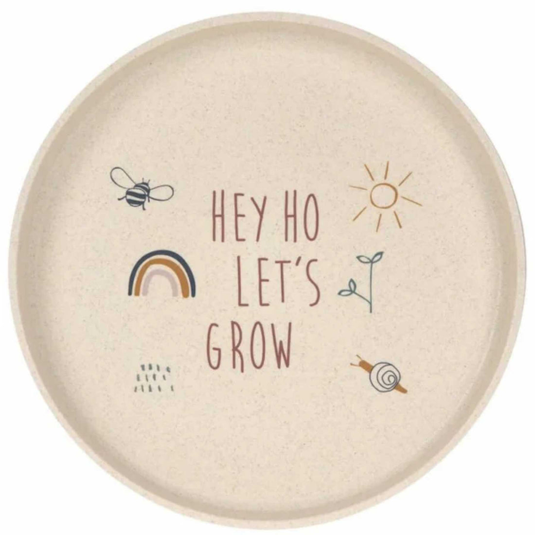 Kinderbordje Garden Explorer van Lässig met tekst Hey Ho Let's Grow en antislipring aan de onderkant