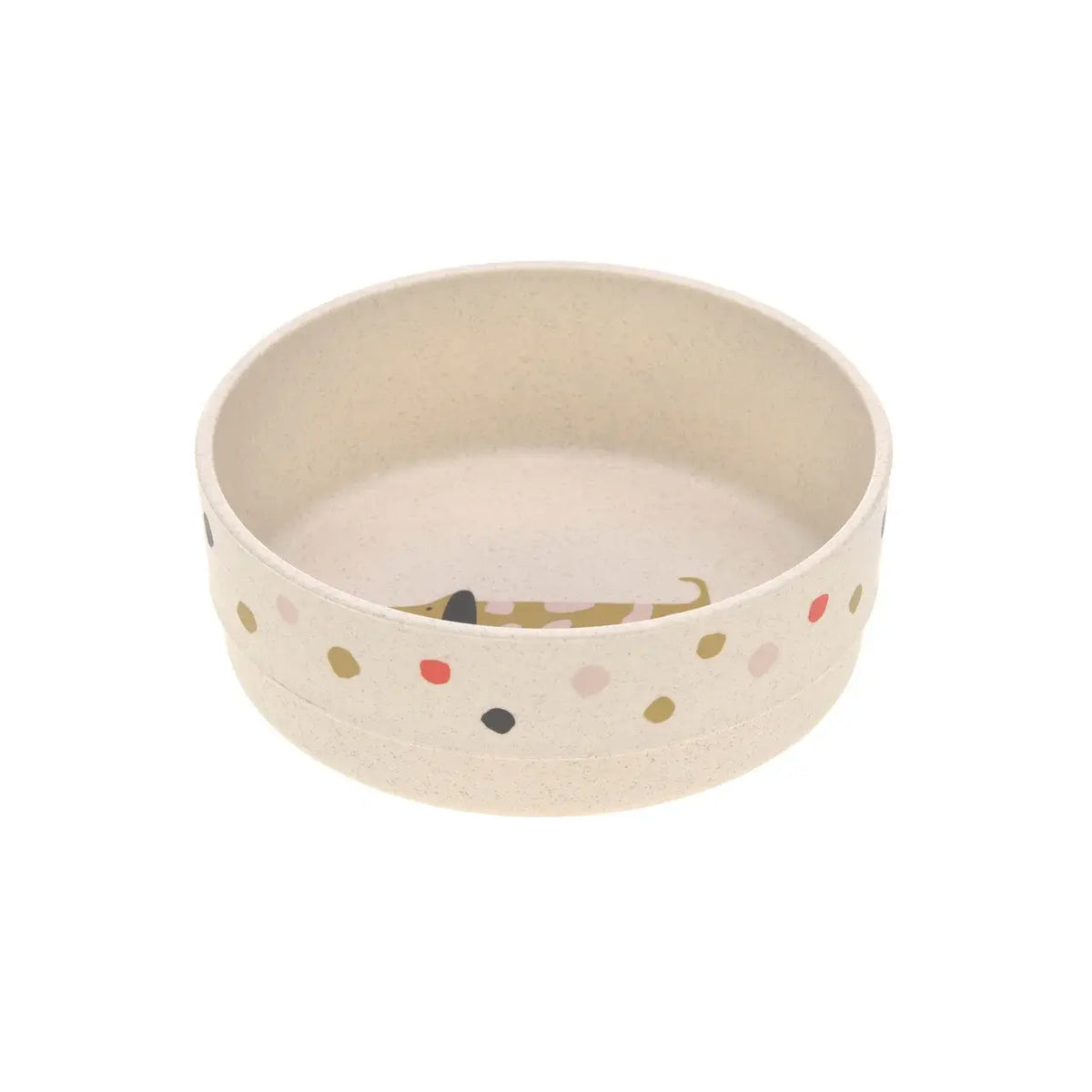 Lässig kinderservies Little Mateys Spicy Orange – 4-delige set met bord, kom, beker en lepel met huisdieren. De kom uit de set