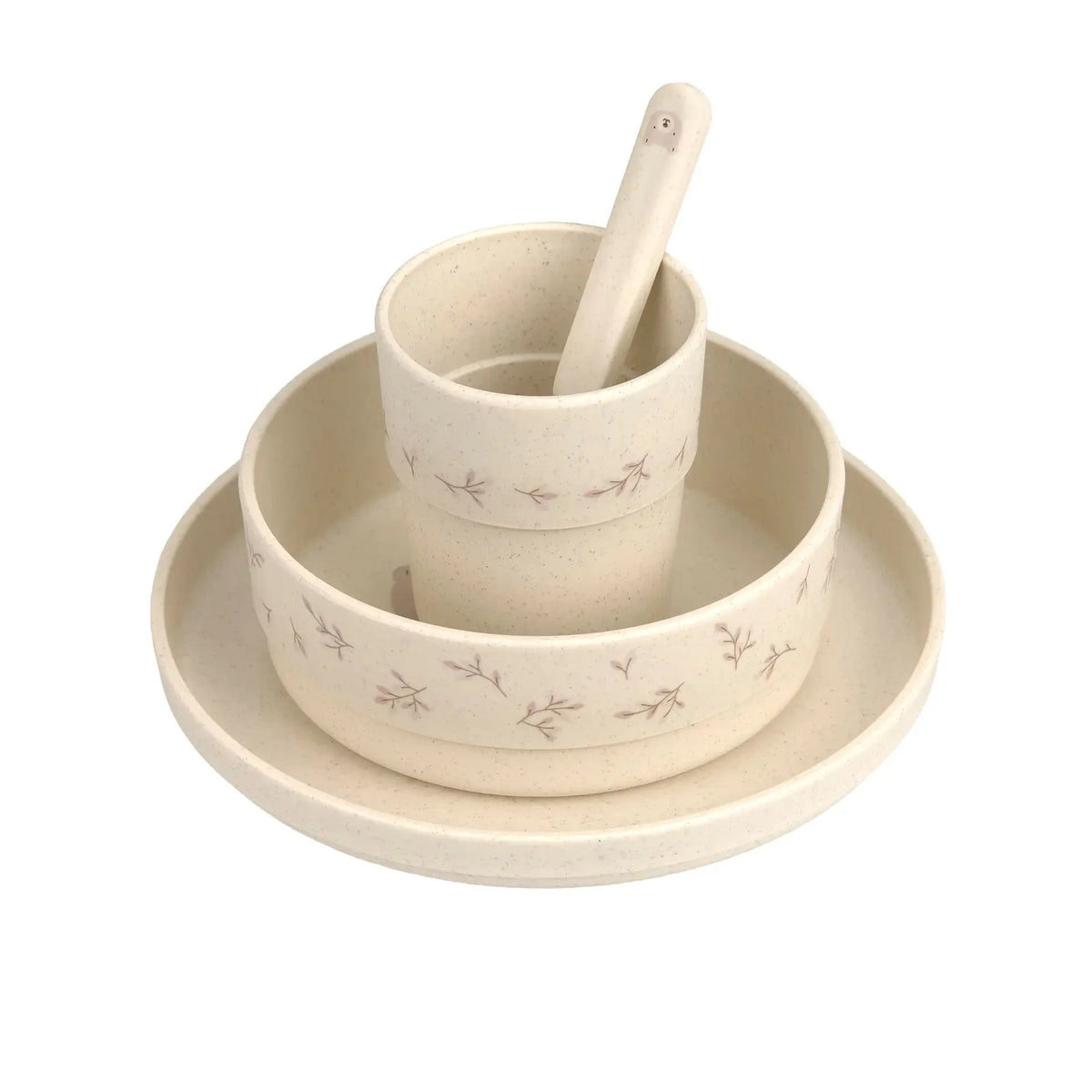 Lässig kinderservies Miracle of Nature als kraamcadeau van Leonietje's – vaatwasser- en magnetronbestendig. Er staat een schattig beertje op 

