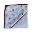 neutrale baby badcape met capuchon zachte badstof dennenappels
