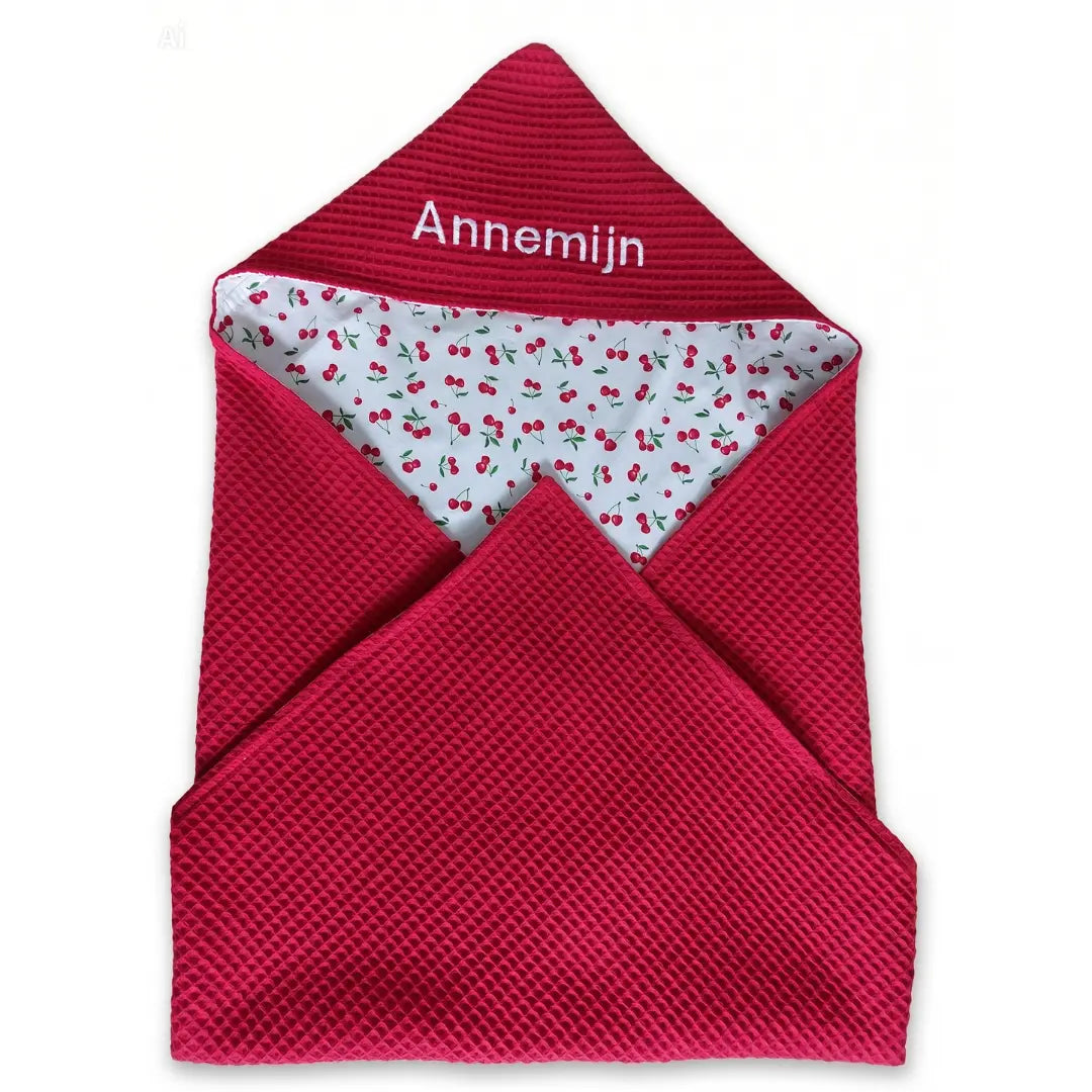handgemaakte wikkeldoek baby met naam gepersonaliseerd Leonietjes, Jungle stofje met wafelstof