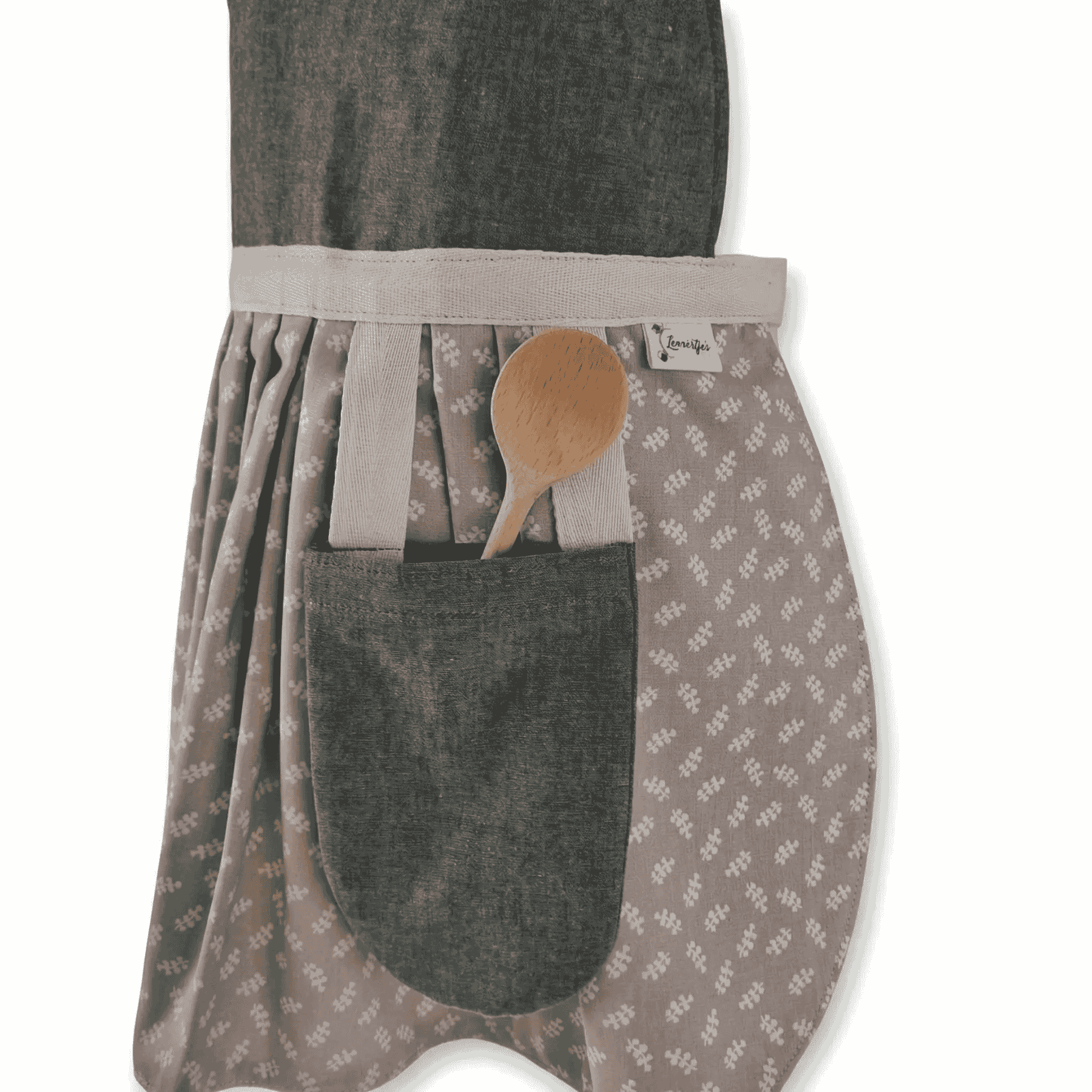 Naturel kinderschortje meisje groen beige leaves geplooide rok peuter kleuter 2-5 jaar