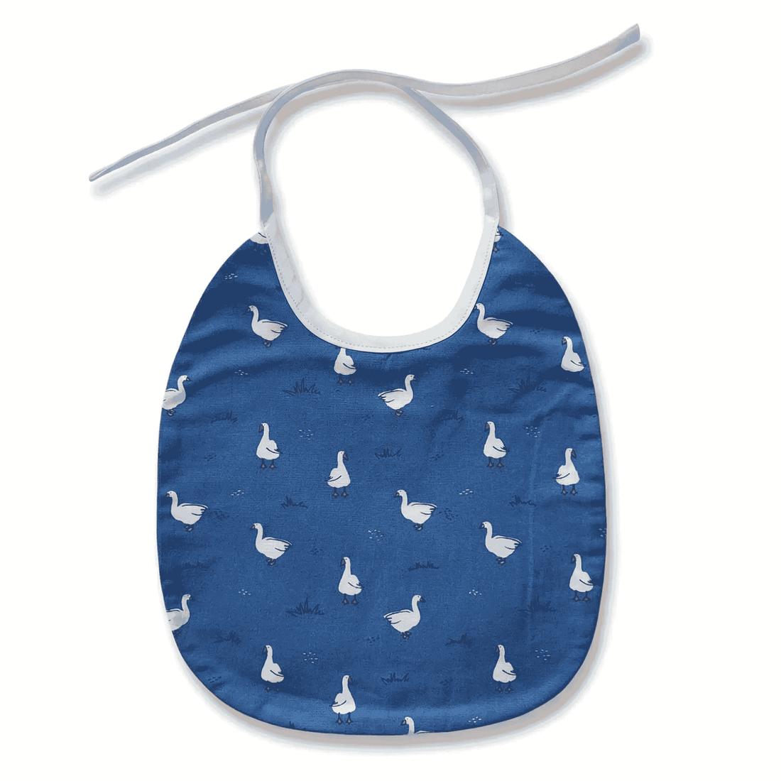 Handgemaakt slabbetje gans print donkerblauw wit — Leonietje's