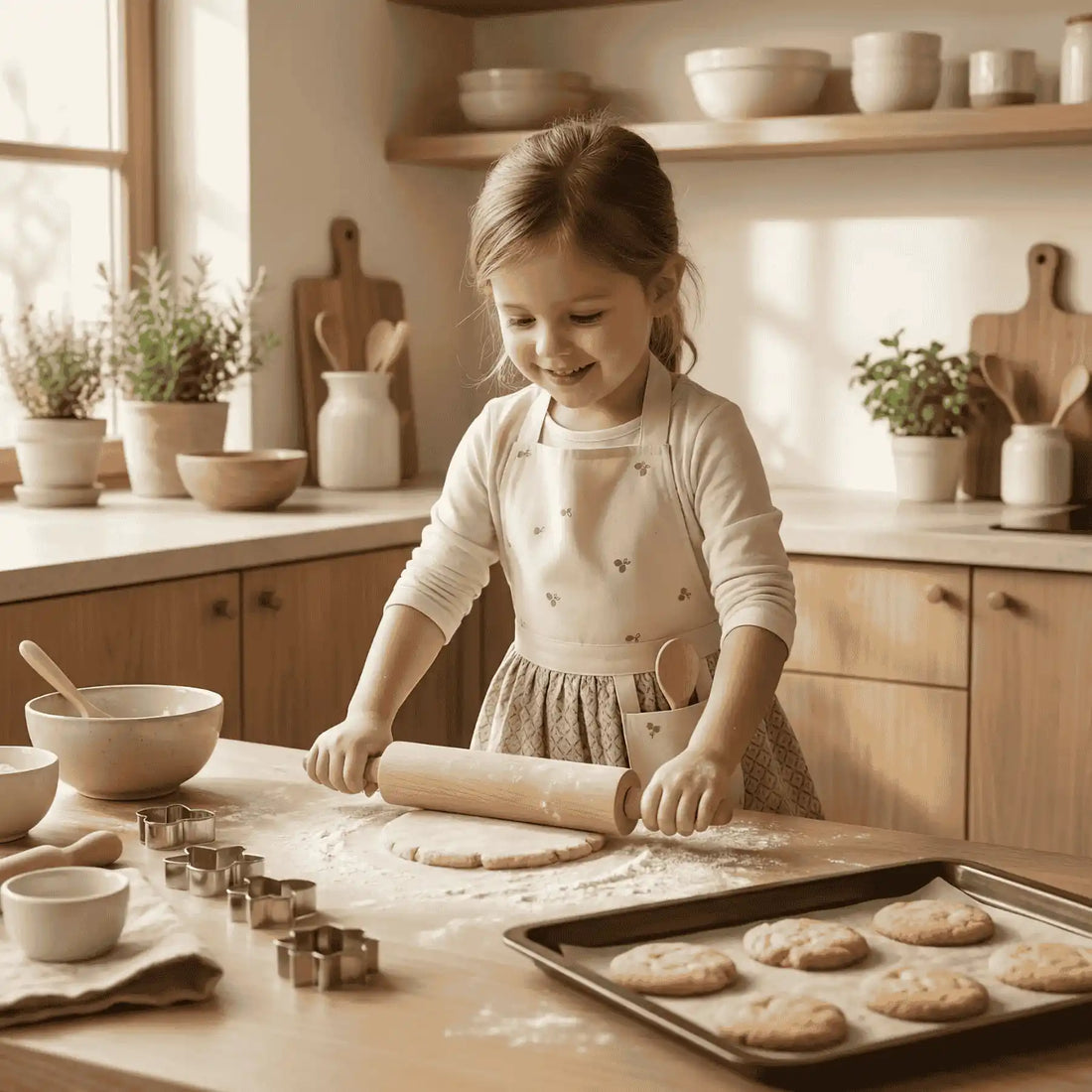 Handgemaakt kinderschortje plooimodel van Leonietje's met geplooide rok – uniek gepersonaliseerd schortje voor kinderen van 2 tot 5 jaar