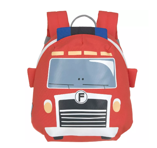 Lässig Tiny Backpack Brandweerwagen – stoere peuterrugzak in rood met 3D-brandweerauto design