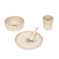 erviesset Little Water Walvis Lässig – duurzaam kinderservies met bord, kom, beker en lepel. te koop bij Leonietje's