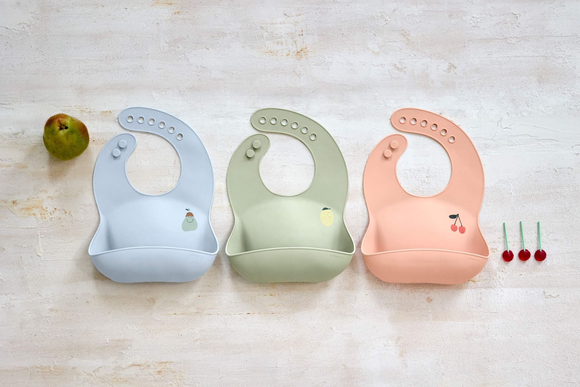 3 silicone slabbers van het merk Lässig van de zelfde collectie, Happy fruits